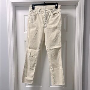 MOTHER High Waist Rascal Ankle Fray in Chalk Size 27